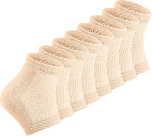 Bememo 4 Pairs of Moisturizing Soft Gel Heel Socks Breathable Open Toe Socks for Dry Cracked Skin Hydrating Day and Night Care Skin