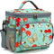 FlowFly Insulated Reusable Lunch Bag Adult Large Lunch Box for Women and Men with Adjustable Shoulder Strap Front Zipper Pocket and Dual Large Mesh Side Pockets, Cherry