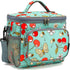 FlowFly Insulated Reusable Lunch Bag Adult Large Lunch Box for Women and Men with Adjustable Shoulder Strap Front Zipper Pocket and Dual Large Mesh Side Pockets, Cherry