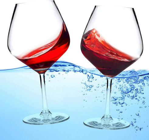Unbreakable Floating Wine Glasses, Shatterproof 21 Oz Tritan Plastic Reusable Stemware, Versatile Cups With Stem For Both Indoor and Outdoor Use At The Poolside Or Beach, Set of 2