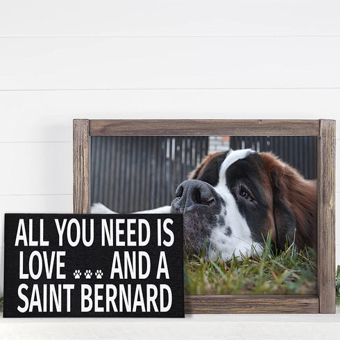JennyGems Saint Bernard Sign, All You Need is Love and A Saint Bernard, Wood Sign, 9.5x5.5 Inches, Saint Bernard Mom, Saint Bernard Gifts, Saint Bernard Dogs, Saint Bernard Decor, American Made