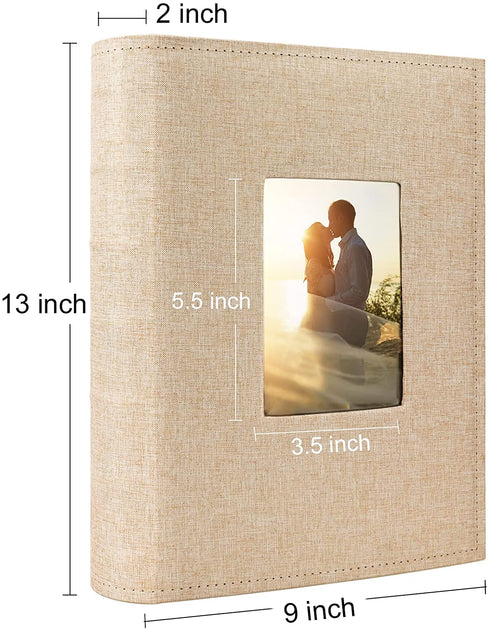 Vienrose Photo Album 4x6 300 Pockets Linen Frame Cover with Memo Areas Photobook Large Capacity Pictures Book for Wedding Family Baby Vacation
