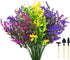 Shiny Flower Artificial Lavender Flowers Bouquet, 8 Bundles Outdoor Fake Shrubs UV Resistant Lifelike Greenery Bushes for Home Kitchen Garden Wedding Outdoor Indoor Porch Box Decorations (Mix)