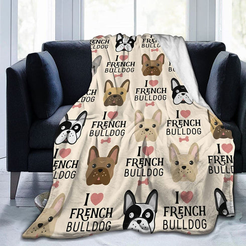 French Bulldog Print Blanket Super Soft Throw Blanket Warm and Cozy Bed Blankets Decorative for Bedroom Sofa 50"X40"