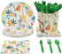 Jungle Theme Safari Birthday Animal Party Decorations Plates and Dinnerware Supplies (144 Pieces, Serves 24)