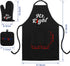 Kitchen Apron with Pockets, Hapcooky 100% Cotton Cooking Aprons Set with Potholder and 2pcs Oven Mitts for Women Men Chef