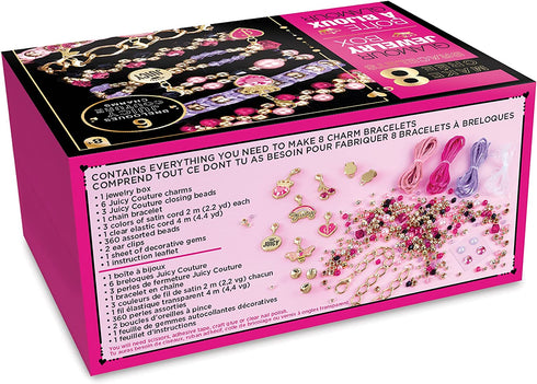 Make It Real - Juicy Couture Glamour Box Jewelry Set - Jewelry Box & Charm Bracelet Making Kit for Girls & Teens - Friendship Bracelet Kit with Beads, Chains, Charms & Jewelry Storage Box - Ages 8+