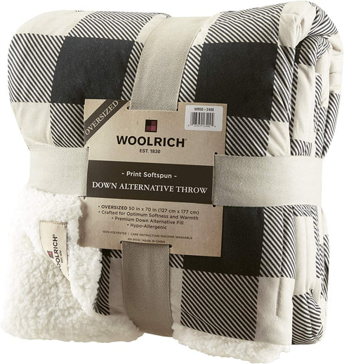 Woolrich Down Alternative Plaid Throw Premium Soft Cozy Spun for Bed, Couch or Sofa (50x70, Linden Tan)