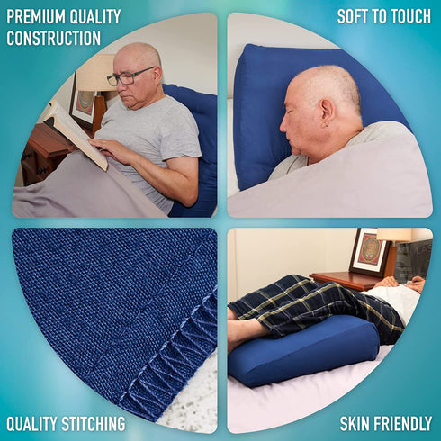 Circa Air Wedge Pillow Cover - Bed Wedge Pillow Case for Inflatable Wedge Pillow (24x24x8) Ultra Soft, 100% Mircofiber with Zip Cover, Machine Washable, Blue, Large