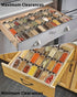 Adjustable Spice Rack, Expandable Plastic Tray Drawer Organizer 12" to 23" Stackable Tray, 4 Slanted Tier Spice Storage Organizer Insert, for Spice Jars, Vitamins, Seasonings Kitchen Drawer Cabinet