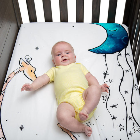 JumpOff Jo - Fitted Crib Sheet, Super Soft 100% Cotton Sheet for Standard Crib Mattresses and Toddler Beds, 28 in. x 52 in. - Giraffe and a Calf
