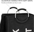 DOKEHOM 90L X-Large Linen Double Laundry Hamper, Collapsible Washing Basket, Foldable Clothes Bag - Durable and Easy to Clean (Black)