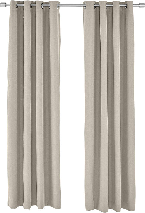 Amazon Basics 100% Blackout Textured Linen Window Panel with Grommets and Thermal Insulated, Noise Reducing Blackout Liner - 52" x 95", Grey