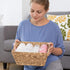 Water Hyacinth Storage Baskets Natural Handwoven Stackable Organizer Wicker Basket Bin With Handles for Cabinets,Cupboards,Shelves, Hold Vegetable,Towels Books Snacks Bottles 2 Pack 12x9x6 Natural/Tan