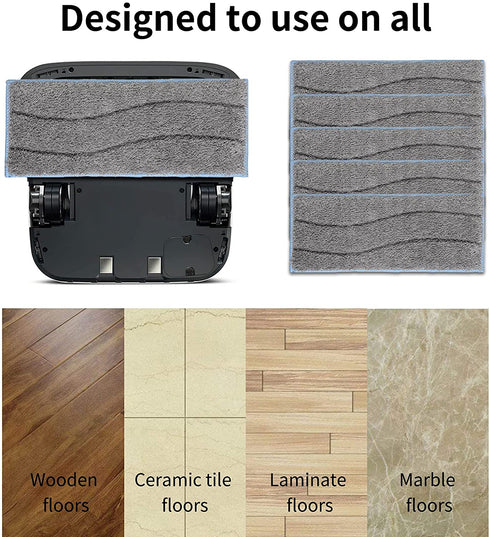 BIOXO 5 Pack Washable and Reusable Wet Mopping Pads Compatible with iRobot Braava Jet m Series M6 (6110) (6112) Authentic Replacement Parts