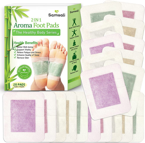 Samsali Foot Pads, 20 Bamboo DeepCleansing Sleep Patch, Upgraded 2 in 1 Aroma DetoxFoot Patches for Better Sleep, Rapid Foot Care, Foot Pads for Women and Men Foot Care, 20 Pads