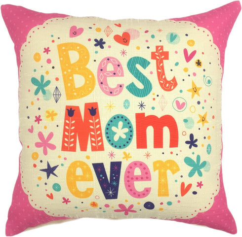 YOUR SMILE Mother's Day Cotton Linen Square Decorative Throw Pillow Case Cushion Cover 18x18 Inch(45CM*45CM) (Best mom Ever)