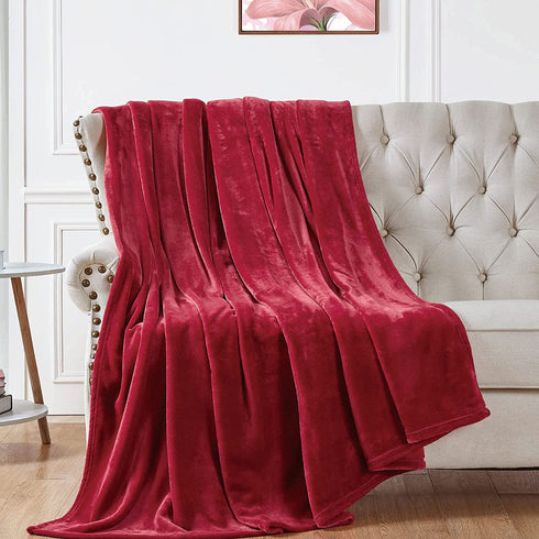 Walensee Fleece Blanket Plush Throw Fuzzy Lightweight (Queen Size 90x90 Red) Super Soft Microfiber Flannel Blankets for Couch, Bed, Sofa Ultra Luxurious Warm and Cozy for All Seasons