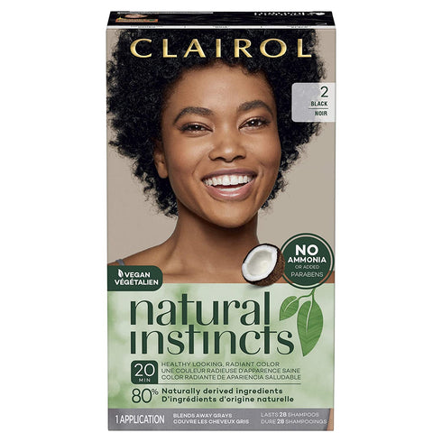 Clairol Natural Instincts Demi-Permanent Hair Dye, 2 Black Hair Color, Pack of 1