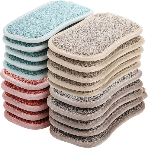 Dicunoy 20PCS Kitchen Scrub Sponges, Dishes Sponges Pads for Washing Dishes, Reusable Cleaning Scrubber for Dishwasher, Washing Pans, Ovens, Counter, Stove, Sink, Bathroom