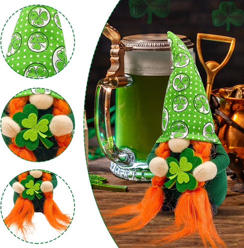 St Patricks Day Decorations Gnomes for Home Table Ornament St. Patrick's Day Gifts Home Decor Green Irish Gnome Plush Elf Scandinavian Handmade Swedish Tomte Leprechaun Figurines(Green)