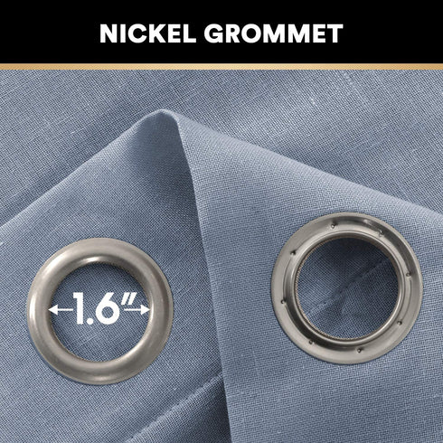 Natural Linen Blended Curtains Window Treatments Panels for Living Room Grommet Top Light Filtering Drapes Privacy Added Linen Textured Curtains, 2 Panels (Stone Blue, 52" W x 84" L)