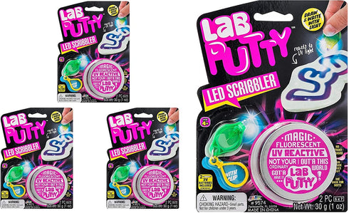 JA-RU Lab Putty Led Scribbler UV Color Changing with Flashlight (3 Pack) Best Thinking Smart Crazy Stress Putty with Tin, Sensory 9574-3