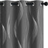 Deconovo Blackout Curtains, Foil Print Wave Striped Room Darkening Curtains, Thermal Insulated Bedroom Curtains, Set of 2, 42 by 90 Inch, Dark Grey