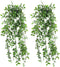 AUSTOR 2 Packs Artificial Hanging Plants with Pot Fake Plants Hanging Vines Shelf Plants Artificial Decor Potted Plants for Home Indoor Outdoor Office
