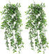 AUSTOR 2 Packs Artificial Hanging Plants with Pot Fake Plants Hanging Vines Shelf Plants Artificial Decor Potted Plants for Home Indoor Outdoor Office