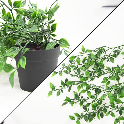 AUSTOR 2 Packs Artificial Hanging Plants with Pot Fake Plants Hanging Vines Shelf Plants Artificial Decor Potted Plants for Home Indoor Outdoor Office