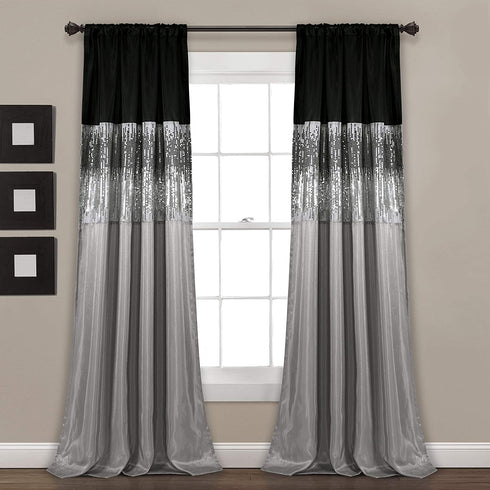 Lush Décor Night Sky Panel for Living, Bedroom, Dining Room (Single Curtain), 84" x 42", Grey and Black