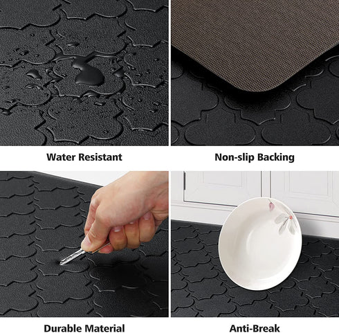 WiseLife Kitchen Mat Cushioned Anti Fatigue Floor Mat,17.3"x28", Thick Non Slip Waterproof Kitchen Rugs and Mats,Heavy Duty Foam Standing Mat for Kitchen,Floor,Home,Office,Desk,Sink,Laundry, Black