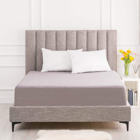 RECYCO Waterproof Mattress Protector Twin Size, Super Soft Breathable Mattress Pad Cover for Comfort & Protection, Noiseless Premium Cotton Terry Bed Mattress Cover (Grey Stripe)