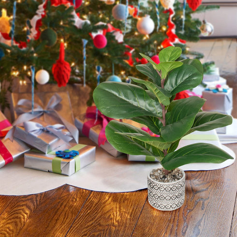 SenseYo Artificial Fiddle Leaf Fig Tree 18" Faux Ficus Lyrata in Pot Natural Fake Tree with 13 Leaves Lifelike Greenery Plant Tree Indoor Outdoor Decor for House Home Office Perfect Housewarming Gift