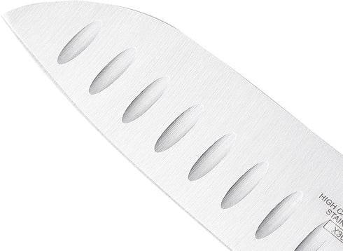 Mercer Culinary Millennia White Handle, 7-Inch Granton Edge, Santoku Knife