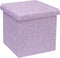 B FSOBEIIALEO Storage Ottoman Cube, Linen Small Coffee Table, Foot Rest Stool Seat, Folding Toys Chest Collapsible for Kids Light Purple 11.8"x11.8"x11.8"