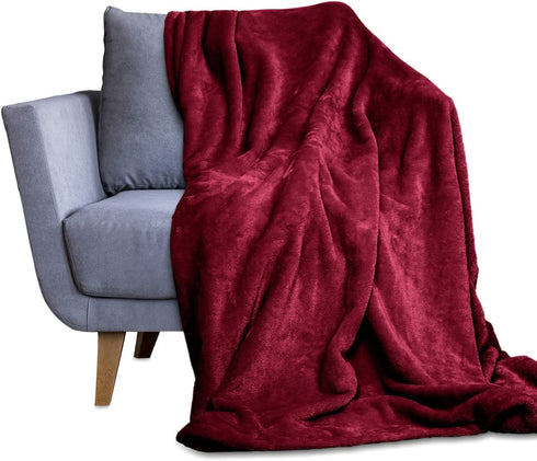 Hannah Linen Plush Fleece Blanket - Cozy Throw Blankets for Couch & Sofa - Lightweight Microfiber Fleece Throw - Super Soft, Warm & Comfy for All Seasons (50x60, Red)