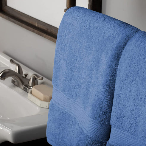 SUPERIOR Egyptian Cotton Bath Sheet Towels, Luxury, Large, Soft, Extra Absorbent, Quick Dry Towel Set for Body, Shower, Bathroom, Home Essentials, Decor, Pool, Spa, 2 Pieces, Denim Blue