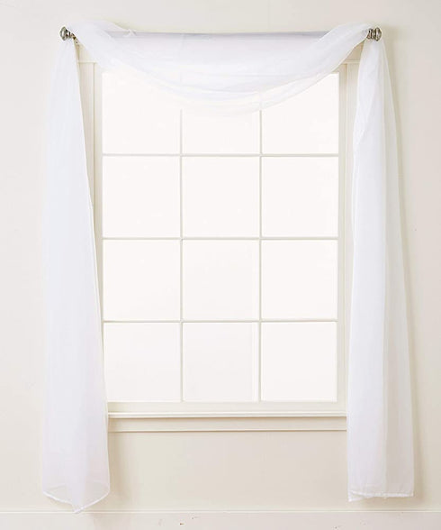 Elegant Comfort Luxury Sheer Curtains, Window Treatment Curtain Panels with Rod Pocket for Kitchen, Bedroom and Living Room (55 x 216-inches Long), Classic White