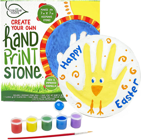 Creative Roots Create Your Own Handprint Stone DIY Keepsake Stone Mold Custom Handprint D©cor Arts & Craft Kit for Kids Ages 6+