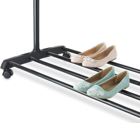 Whitmor Deluxe Adjustable Garment Rack - Rolling Clothes Organizer - Black and Chrome