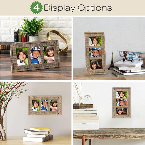 Rustic Three Picture Frame: Holds three 4x6 Photos Overall Size 15.5x9: Shabby Chic, Driftwood, Barnwood, Farmhouse, Reclaimed Wood Picture Frame. Ready to Hang or use on Tabletop