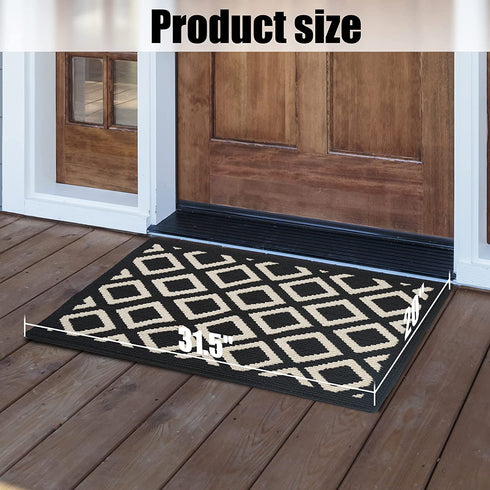 Feivea Indoor Doormat Durable Front Back Door Mat Outdoor Door Rug Resist Dirt Mat for Entryway Kitchen Patio Machine Washable Non Slip Easy Clean Low Pile, 20"x31.5" , Black and White