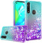 Gritup Moto G Power Case, Motorola G Power Phone Case with HD Screen Protector for Girls Women, Cute Clear Gradient Glitter Liquid TPU Slim Phone Case for Motorola Moto G Power Teal/Purple
