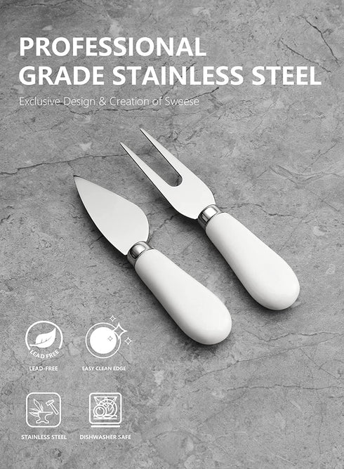 Sweese 818.104 Cheese Board Charcuterie Board Set with Knife, Cheese Serving Platter with Handle for Display, Entertaining and Serving, Fancy House Warming Gift, Red