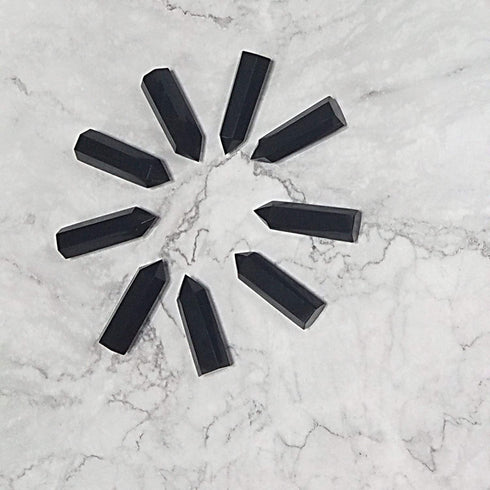 Luckeeper Healing Crystal Wands |4 PCS 2" Green Fluorite, Lapis Lazuli Crystal Wand & Rose Quartz Crystal Points,Black Obsidian| 6 Faceted Reiki Chakra Meditation Therapy