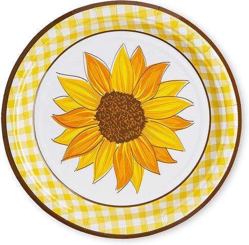 Royal Magnolia Sunflower Party Supplies -Service for 24- Sunflower Paper Plates (7 and 9 Inch), Paper Napkins and Party Cups - Disposable Sunflower Theme Party Dinnerware Set for Sunflower Birthday