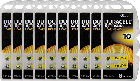 Duracell Activair Hearing Aid Batteries: Size 10 (80 Batteries)