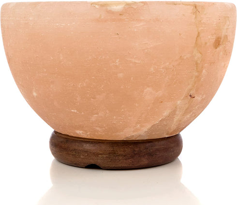 Rakaposhi Natural Himalayan Salt Ball Bowl Lamp, Authentic Stone Mineralamp, Premium Quality Wood Base with Dimmer Switch